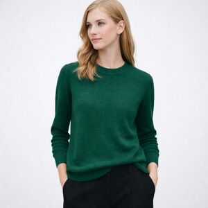 Massimo Dutti 100% Cashmere Emerald Green Crewneck Sweater | S | NWOT